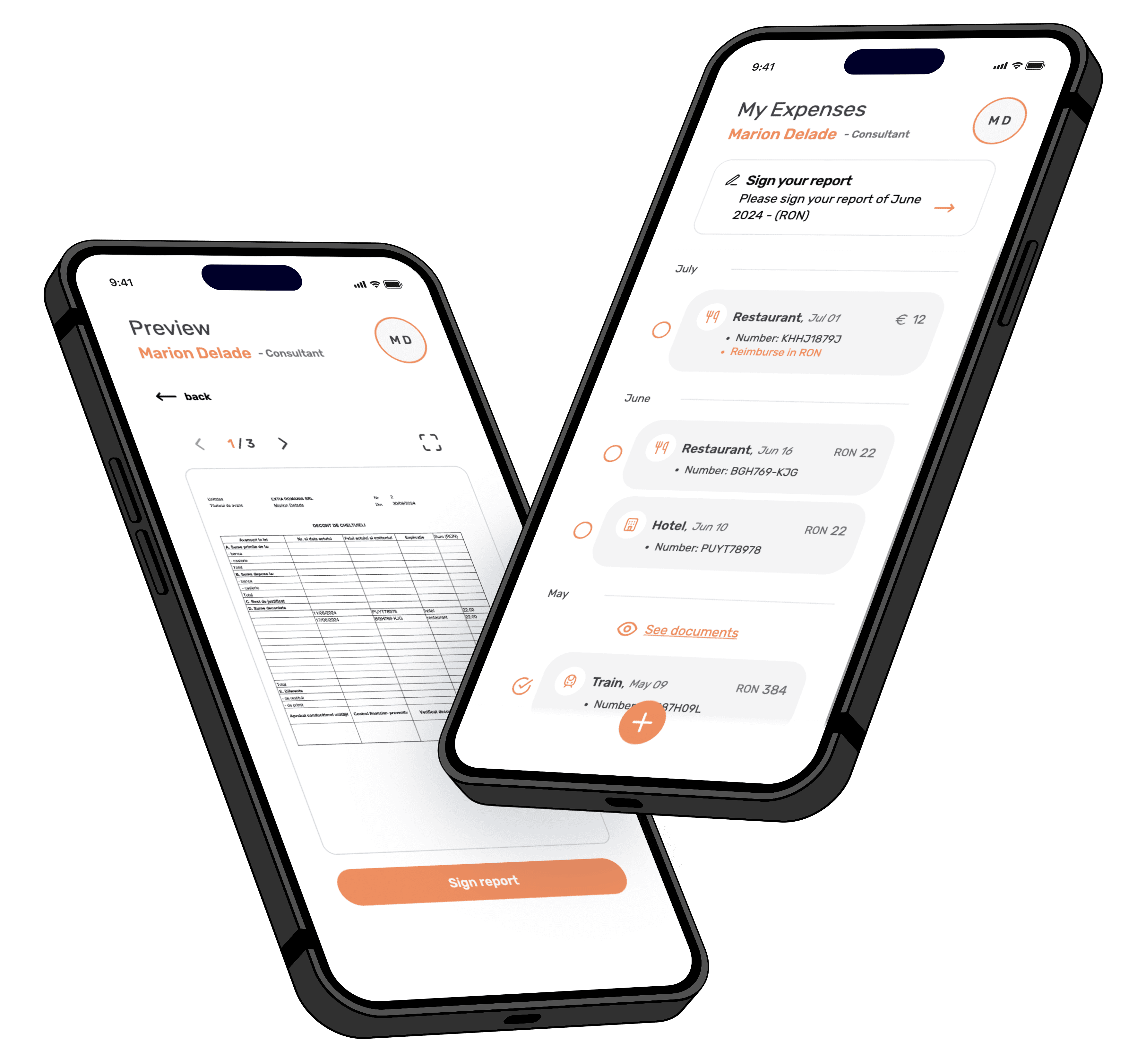 Sarba application mockup showing expense management interface