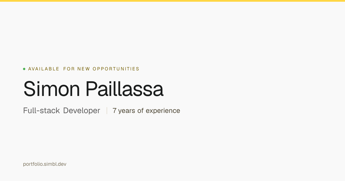 Simon Paillassa — Full-Stack Developer
